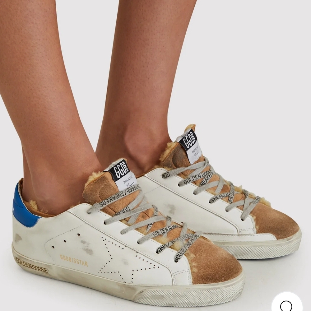 Golden Goose White and Brown Sneakers